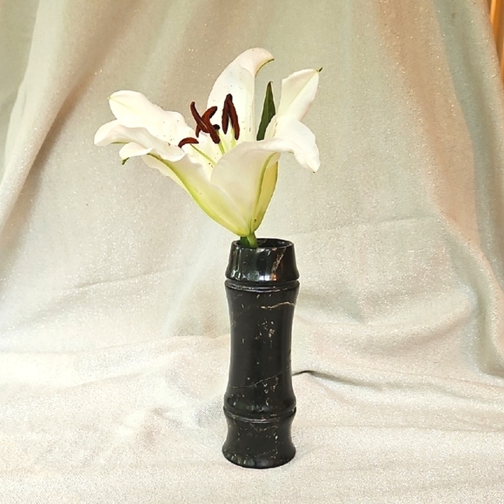 Vintage Black Marble Vessel Vase